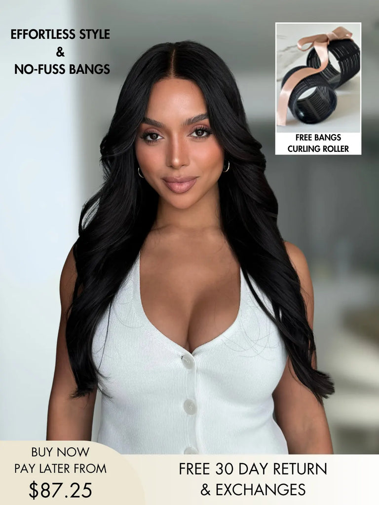 Rylee black wig with bangs and natural loose waves