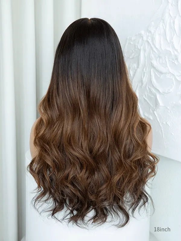HD lace wavy hair wig with subtle highlights – Julia