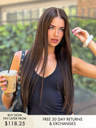Viola dark brown wig with sleek straight human hair