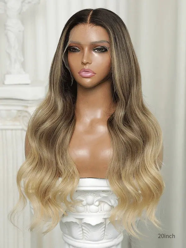 Honey blonde lace front wig for bridal hairstyle