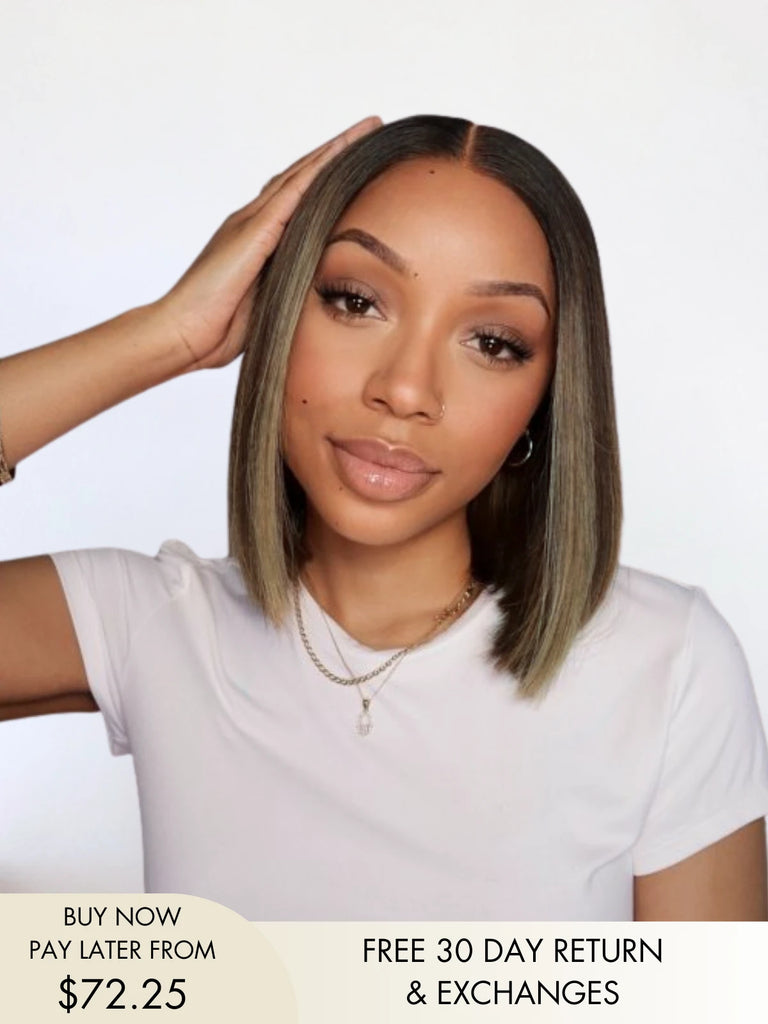 Kylie bob human hair wig in sleek blunt cut style