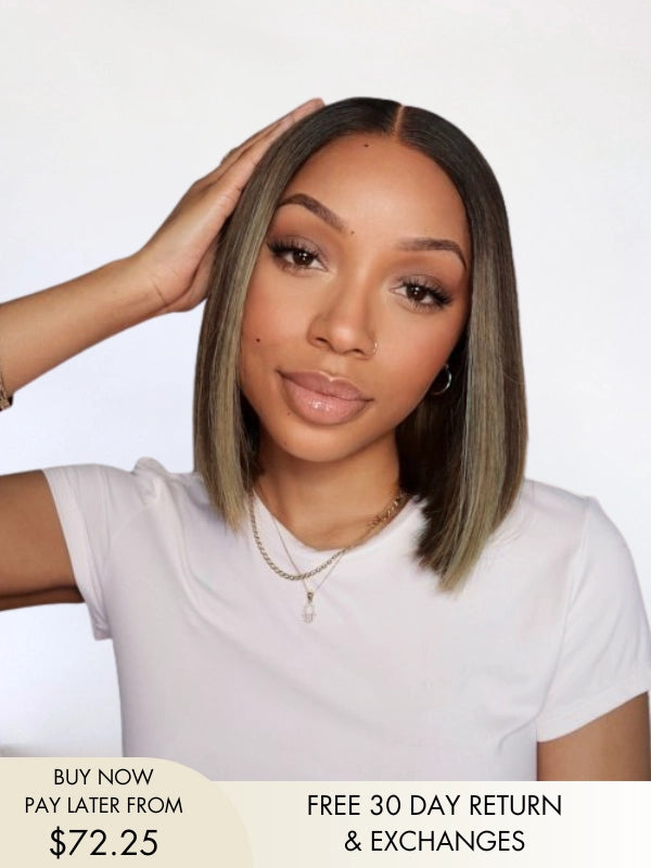 Kylie bob human hair wig in sleek blunt cut style