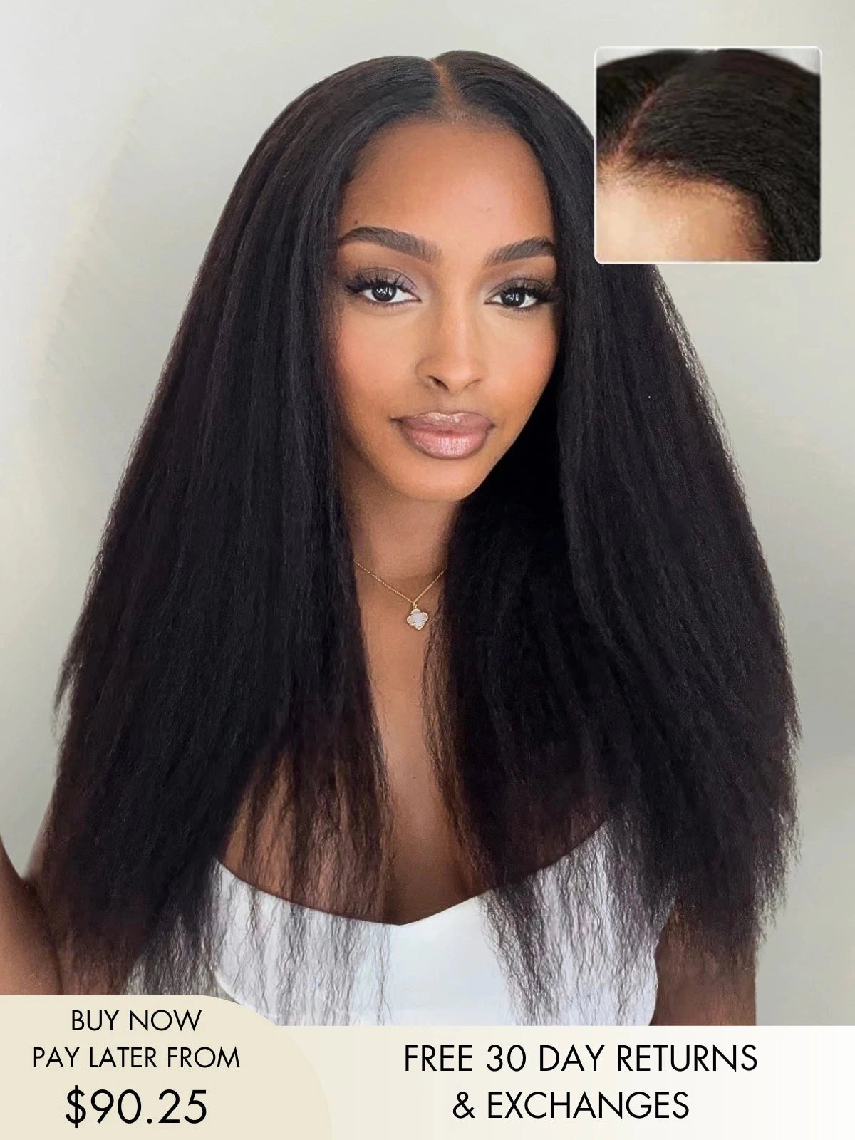 Kinky hair wigs with Italian straight texture and volume
