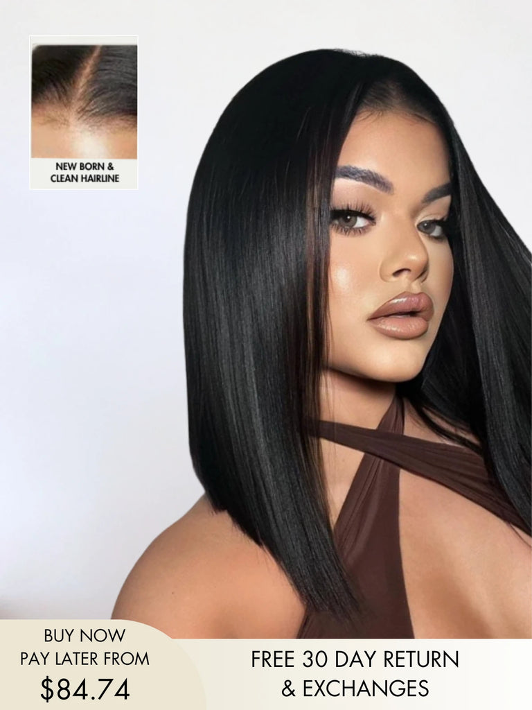 ISSA yaki bob wig with natural texture and pre-plucked lace