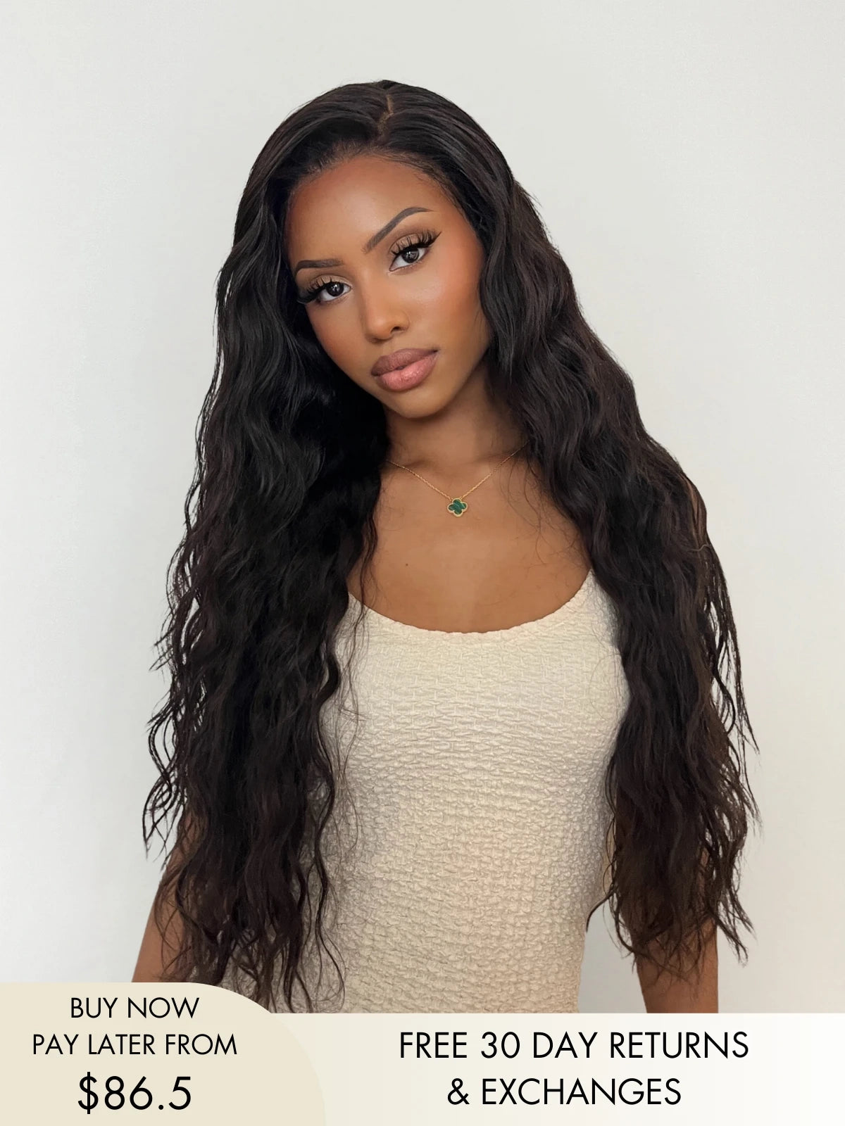 Ciara deep wave wig with natural lace front and pre-plucked hairline