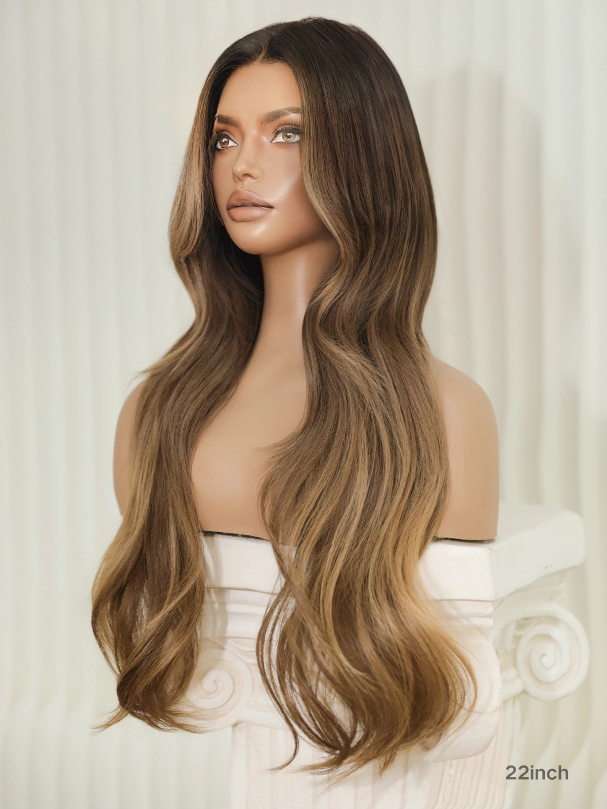 Catherine brown balayage ombre wig with bangs