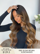 Catherine brown balayage ombre wig with bangs