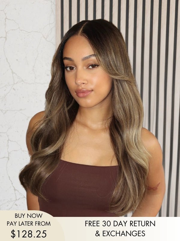 Catherine brown balayage ombre wig with bangs