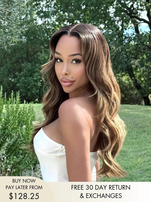 Catherine brown balayage ombre wig with bangs