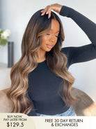 Catherine brown balayage ombre wig with bangs