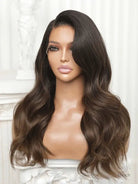 Brown ombre wig with seamless color blend