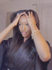 Curtain bangs wig with side parting and soft curls