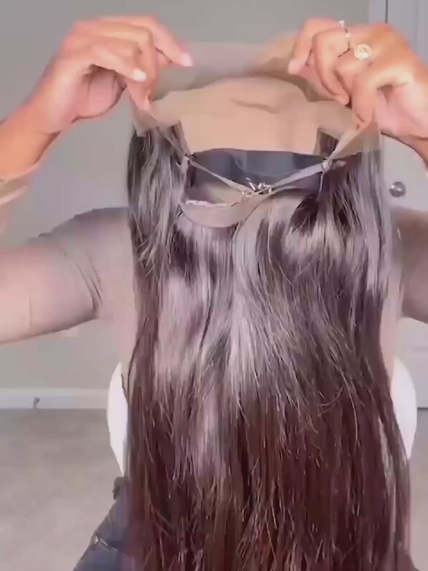 Black human hair wig with pre-plucked lace front design