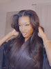 Curtain bangs wig with side parting and soft curls