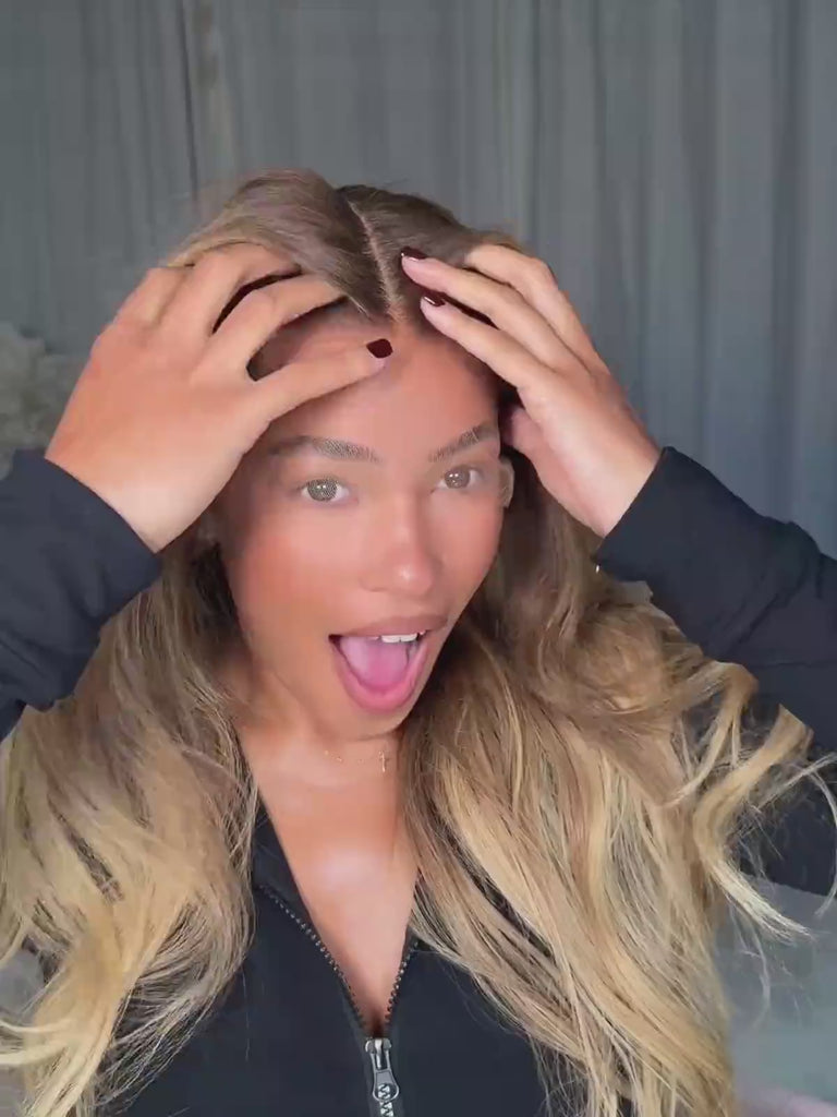 Dirty blonde wavy wig human hair with volume