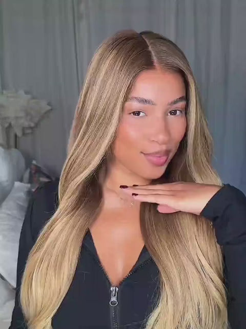 Dirty blonde wavy wig human hair with volume
