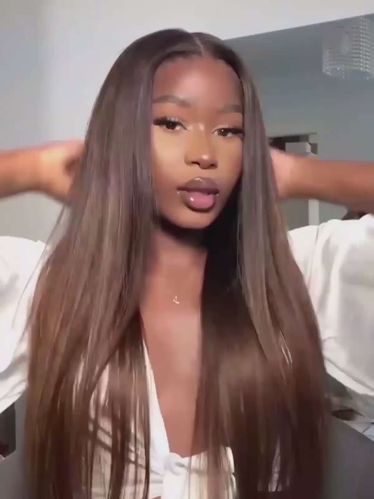 Long brown wig human hair with balayage effect
