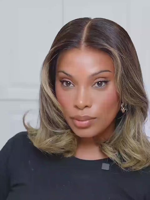 Brown bob wig with fringe and chic middle part