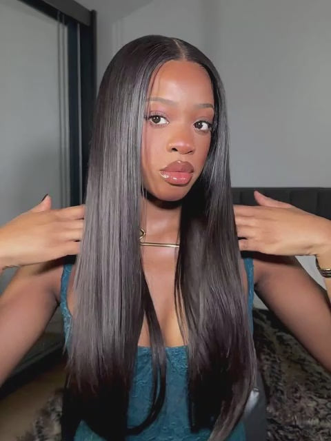 Victoria straight human hair wig with natural silky texture