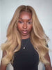 Long blonde hair wig with layered waves and lace front