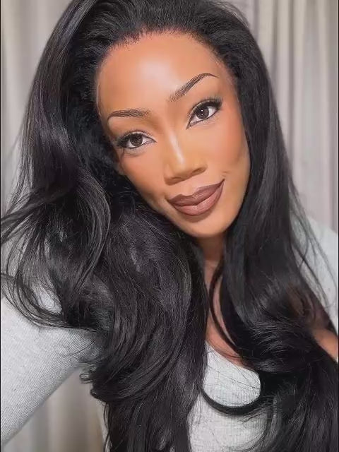 Light yaki human hair wig for black women, glueless design