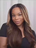 Long brown hair wig with blonde balayage highlights