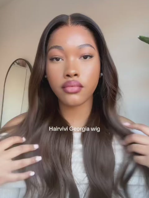 Georgia middle part lace wig in chocolate brown loose waves