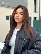 Auburn human hair wig with voluminous waves