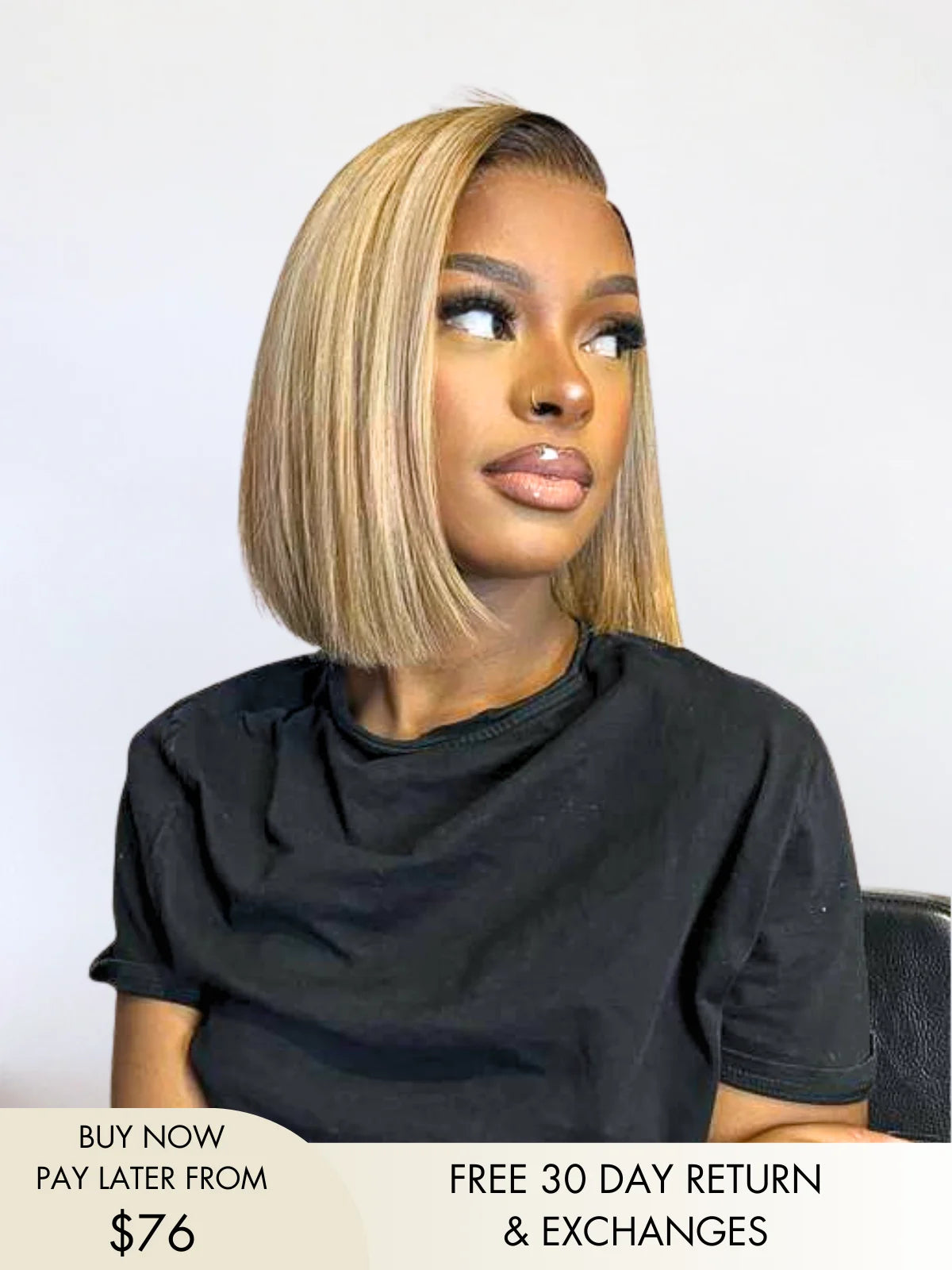 Kate short blonde bob wig with dark 