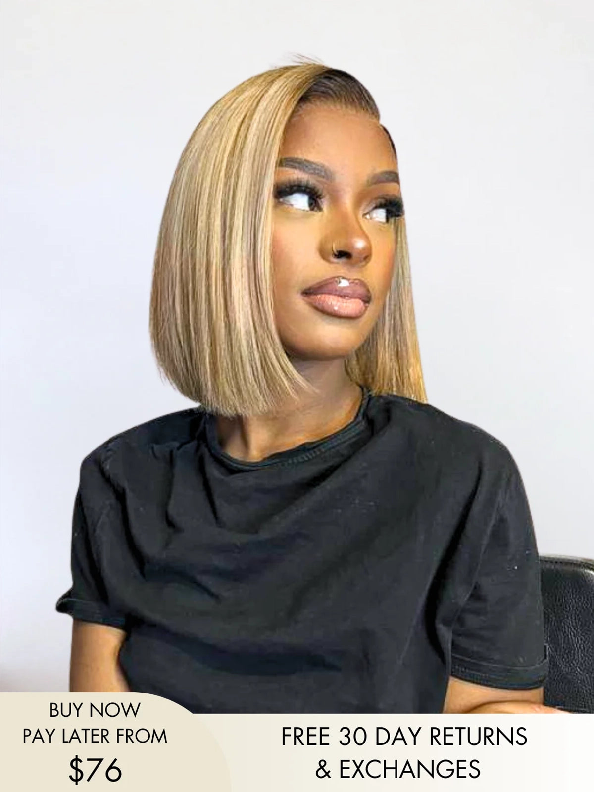 Kate short blonde bob wig with dark 