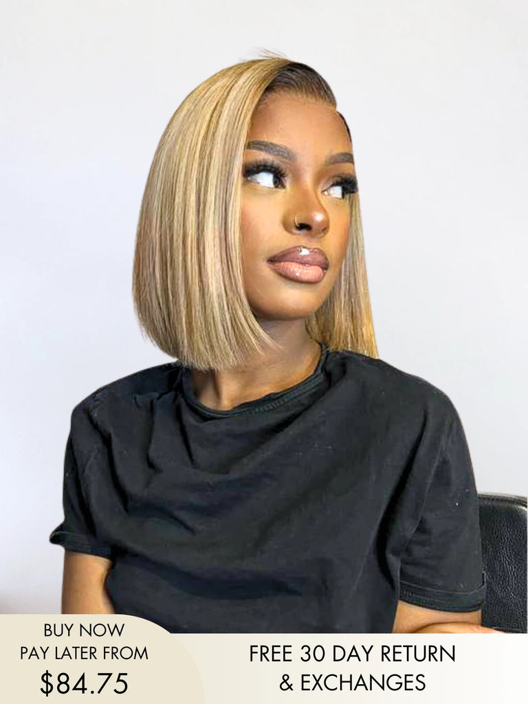 Kate short blonde bob wig with dark 
