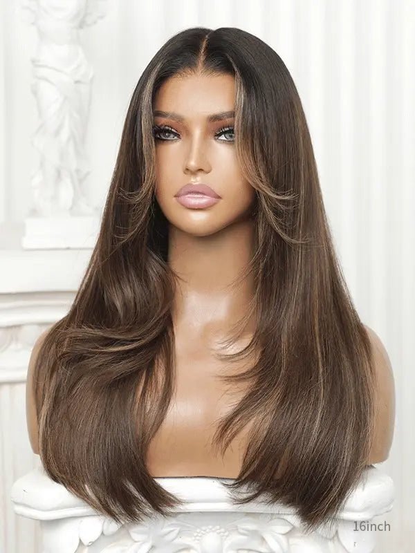 Blonde highlight wig with soft face-framing waves