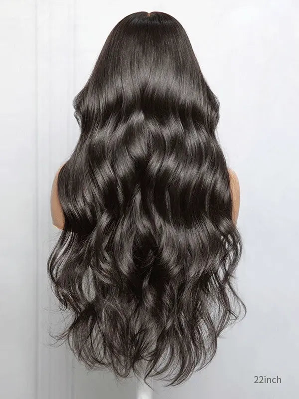 High-quality human hair wig long wavy with bangs