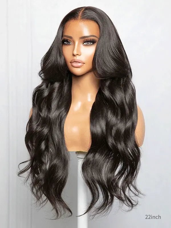 Black wig with bangs human hair HD lace front