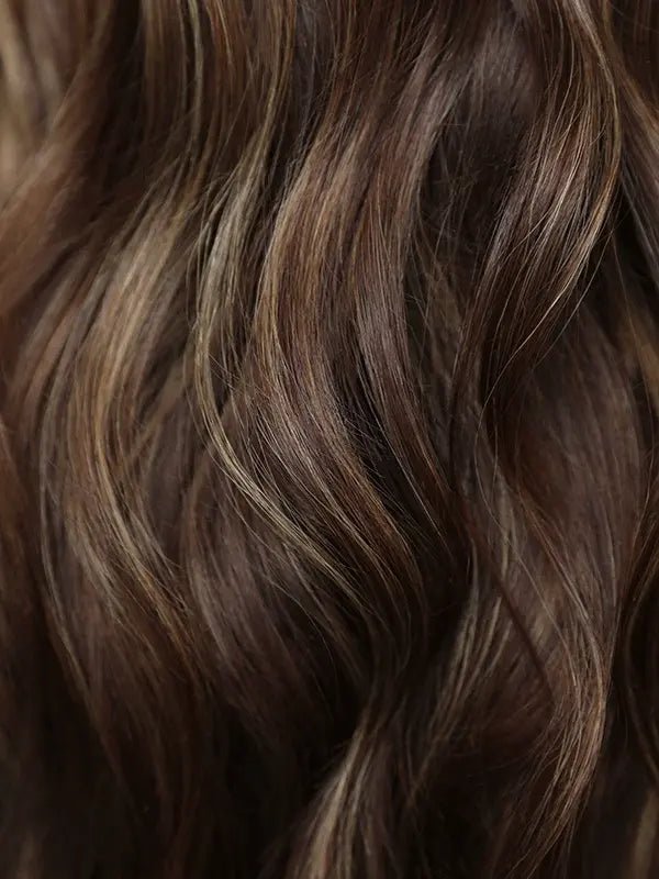 caramel blonde highlights on brown hair