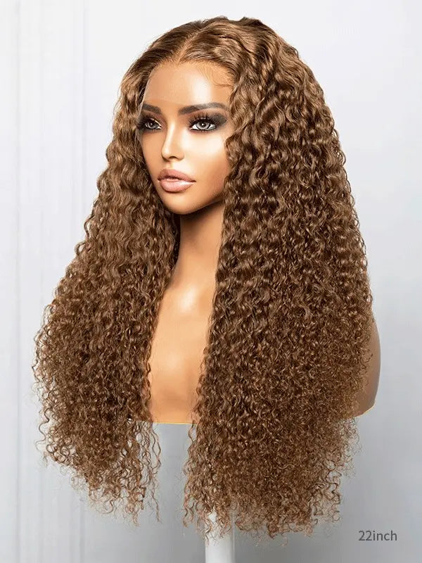 brown curly wig