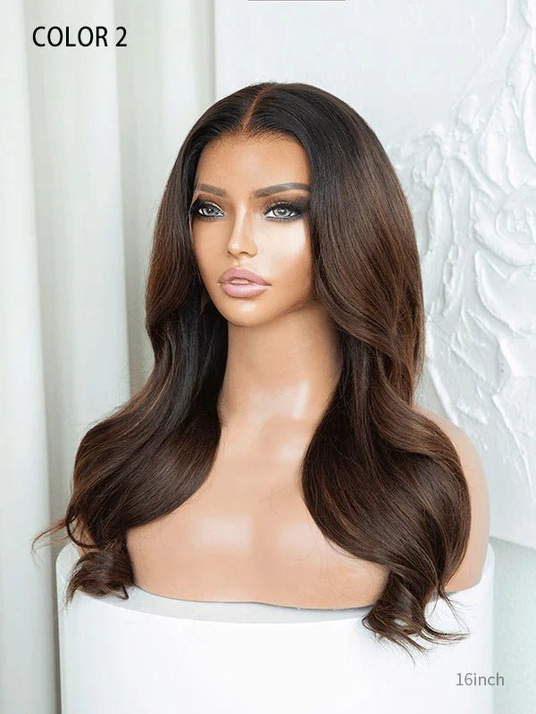 100% Real Human Hair Silk Top Lace Front Wigs for White Women Caucasian  Wavy Ombre Two Tone Black Brown Colored Human Hair Wigs Online -  Canada